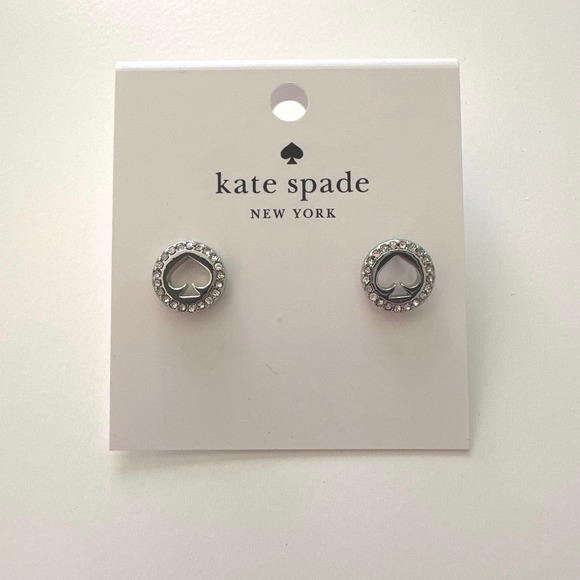 kate spade Jewelry - NWT kate spade Signature Stud Earrings Silver Diamond